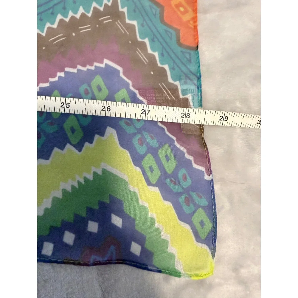 Chico's Colorful Geometric Aztec Southwestern Oblong Scarf 28x72 Polyester